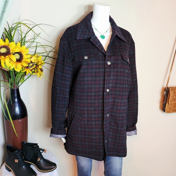 Utex Women's Plaid Barn Jacket Vintage Wool Blend - Picture 4 of 8